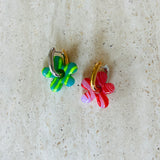 Hibiscus earrings Pink Green