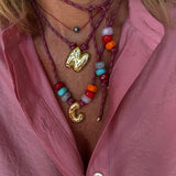 Initial necklace burgundy