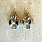Bean earrings large silver