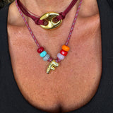 Initial necklace burgundy