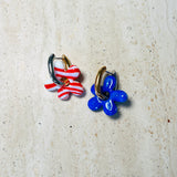 Hibiscus earrings earrings white blue