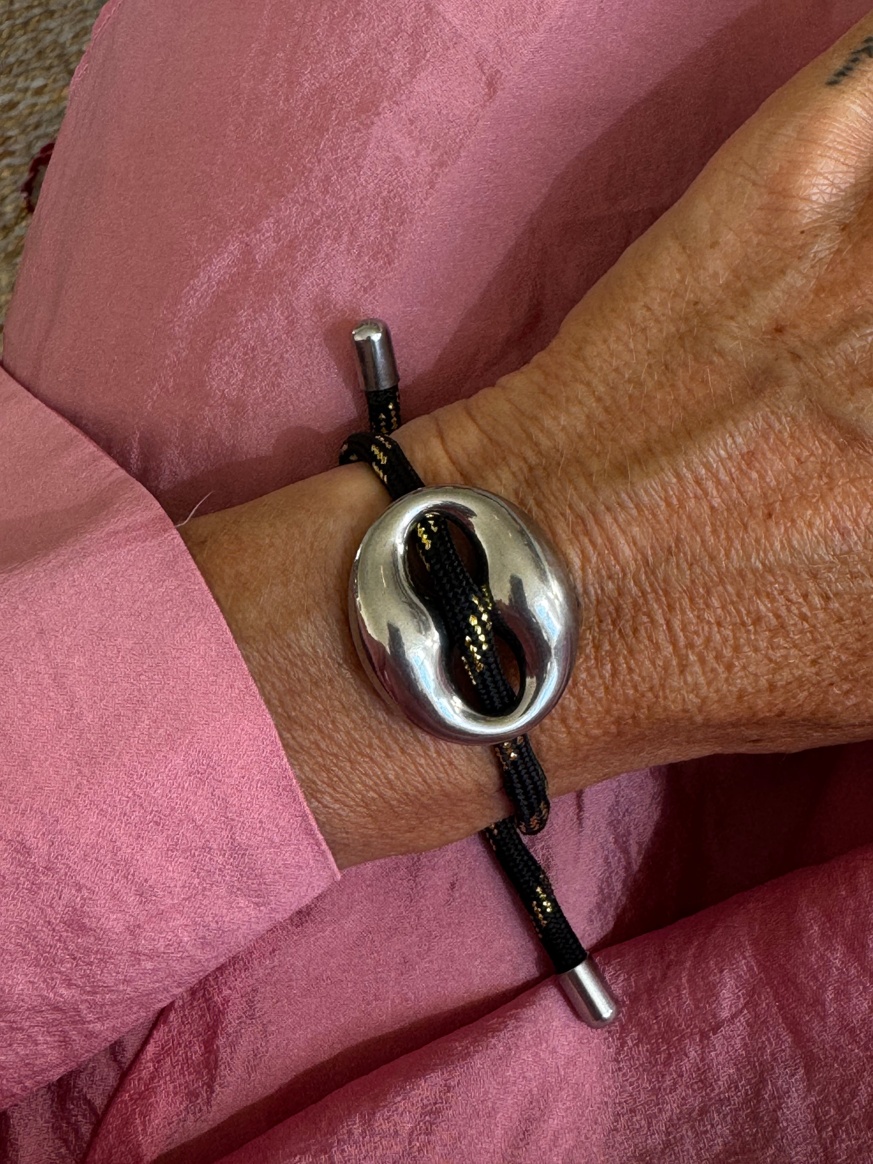 Bean bracelet silver medium