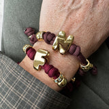 Initial bracelet burgundy